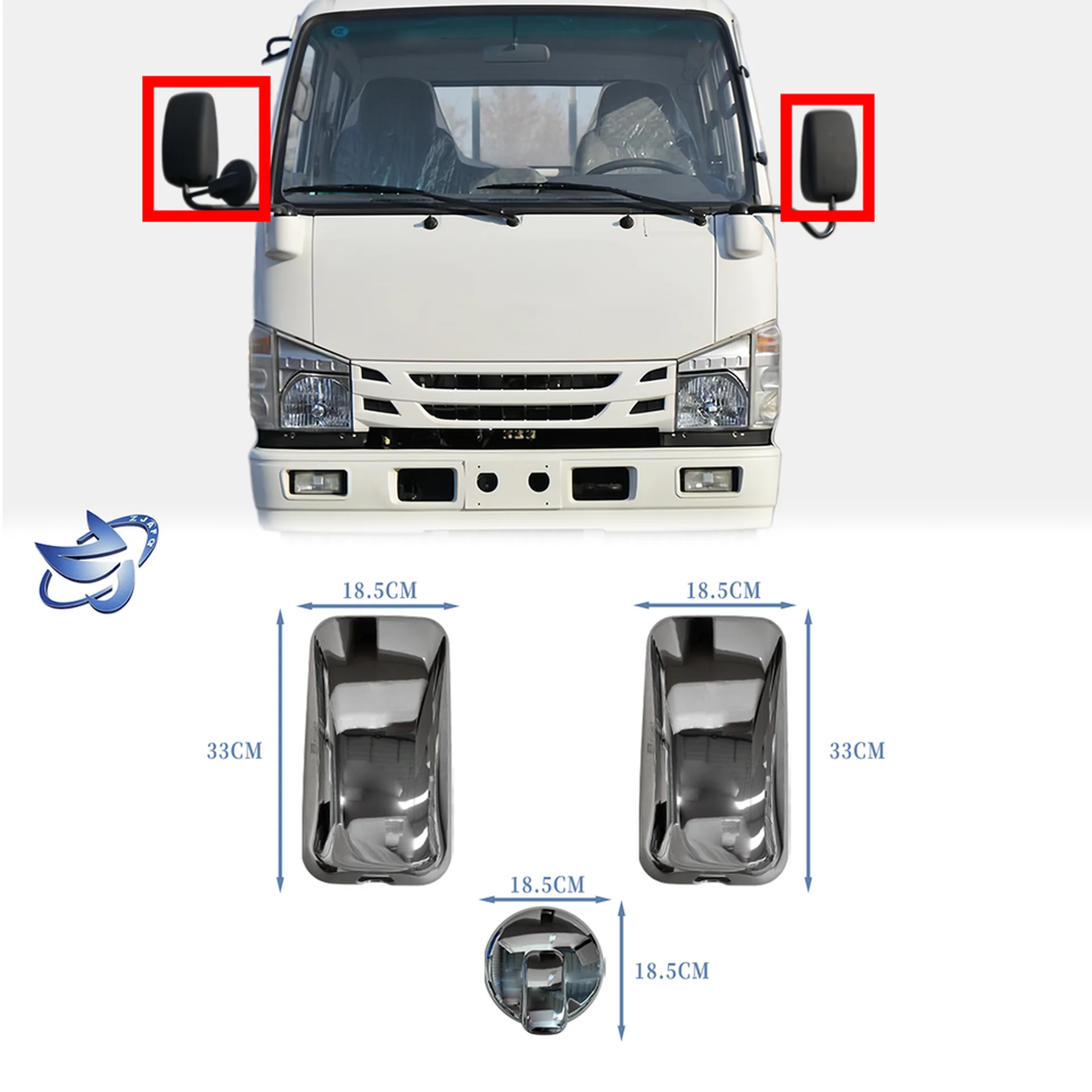 Chrome Plastic Mirror / Mirror Cover for Isuzu NPR 100P