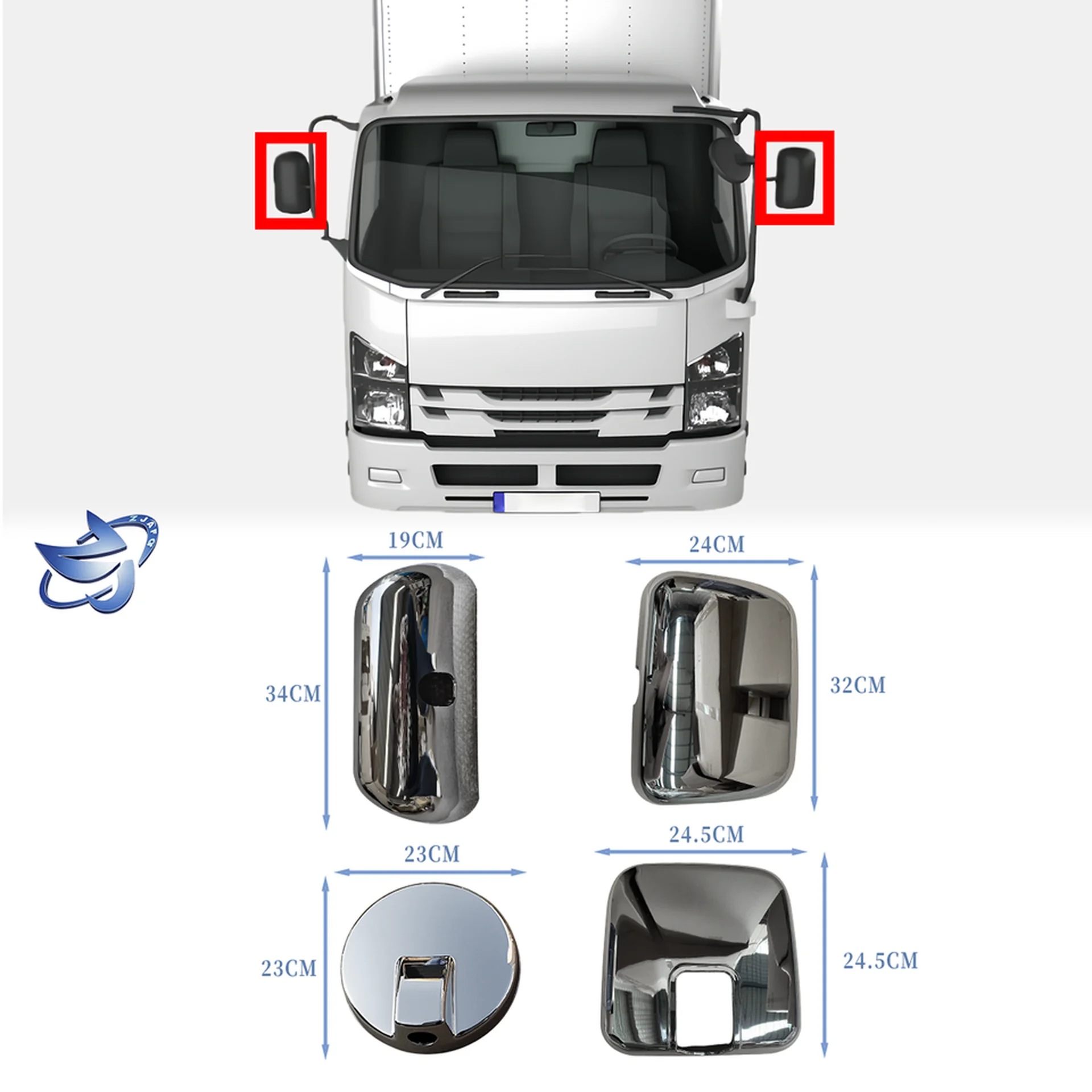 Chrome Plastic Mirror / Mirror Cover for Isuzu