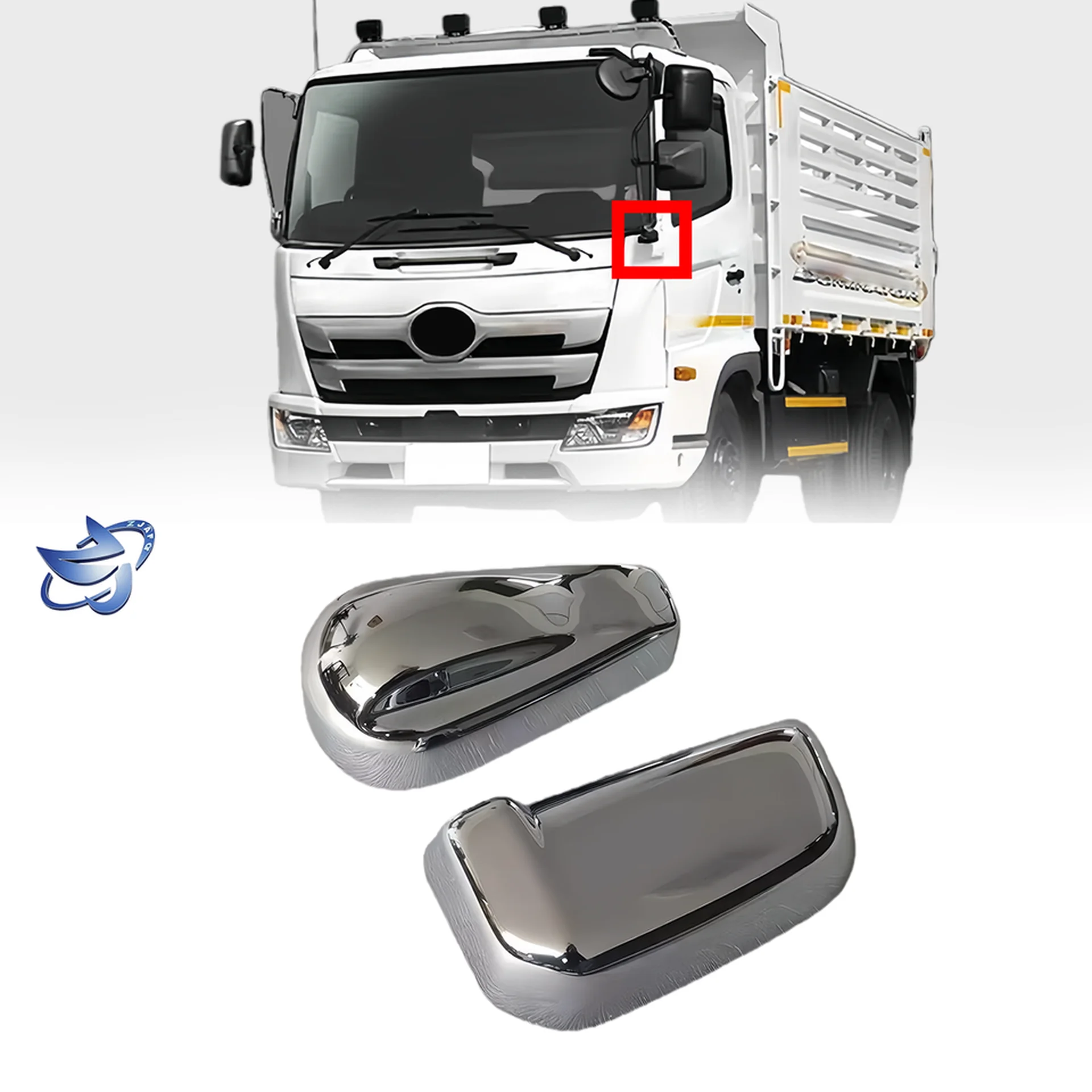Chrome Plastic Mirror / Mirror Cover for Hino Dominator 500 / New 500