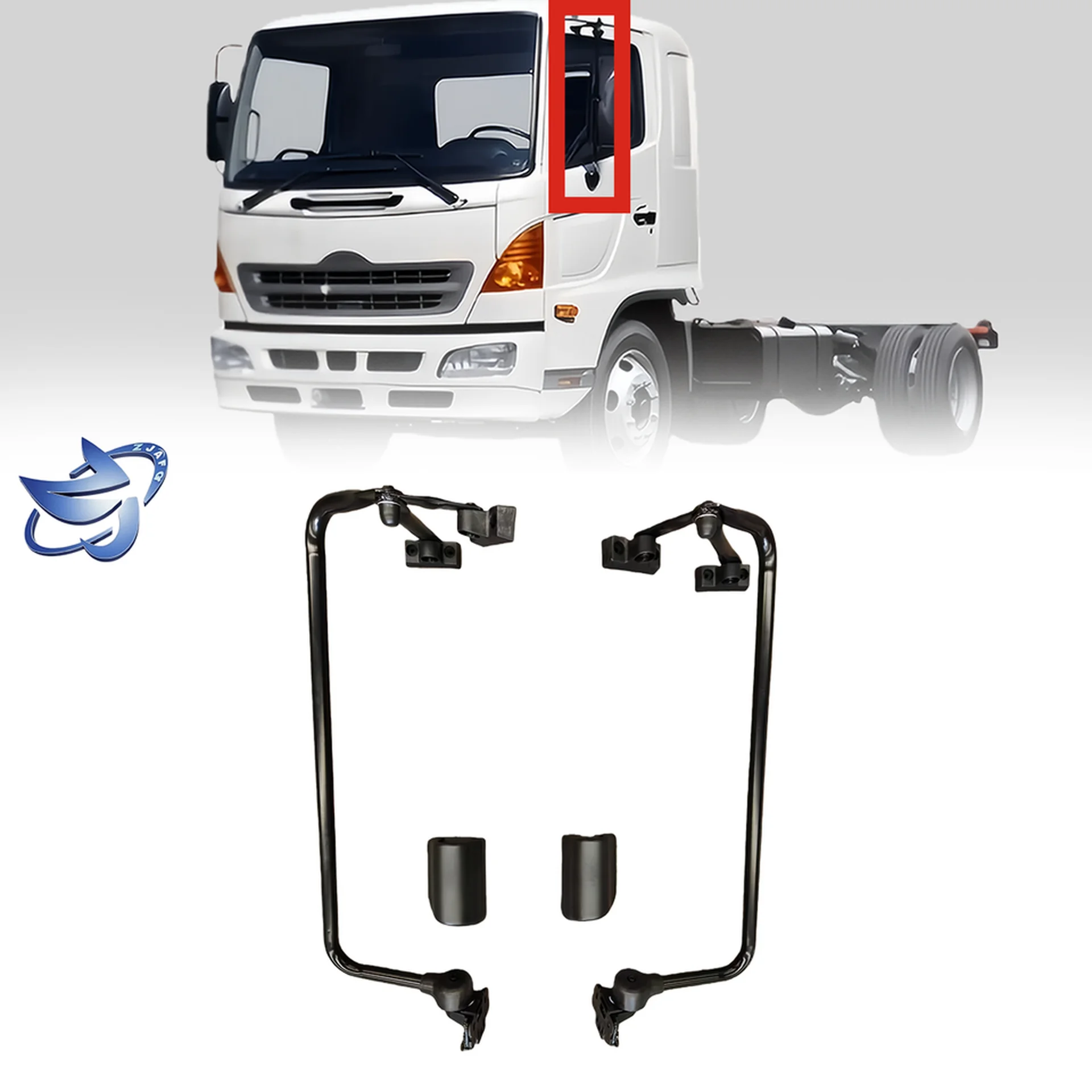 Black Plastic / Metal Mirror / Mirror Cover for Hino Mega 500