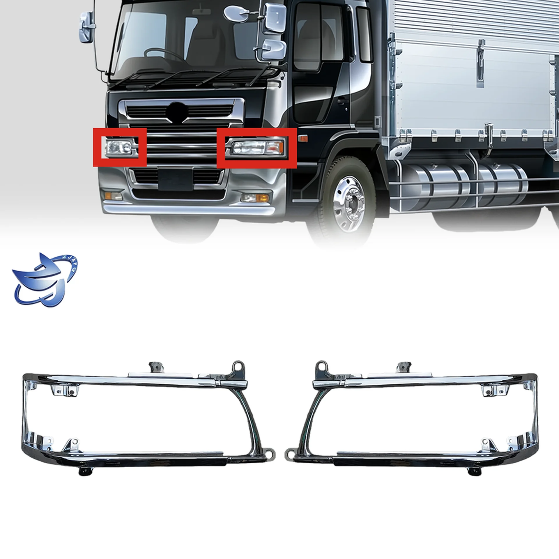 62*20CM Chrome Plastic Head Lamp for Hino Profia
