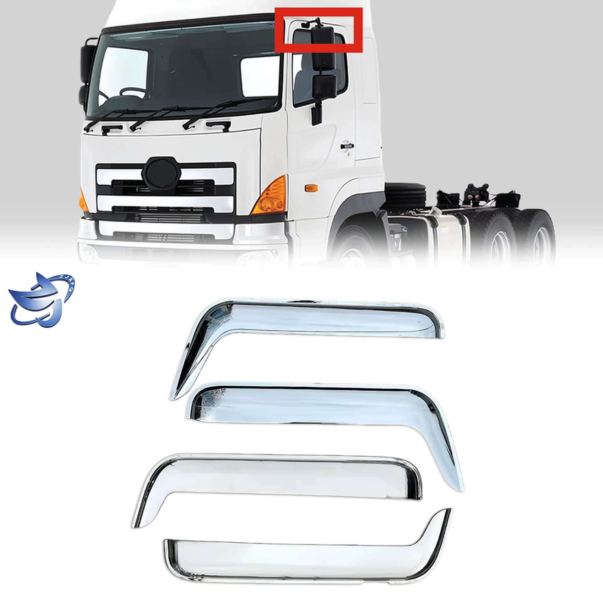 80*27CM Chrome / Black Plastic Rain Shield / Visor for Hino Mega 700