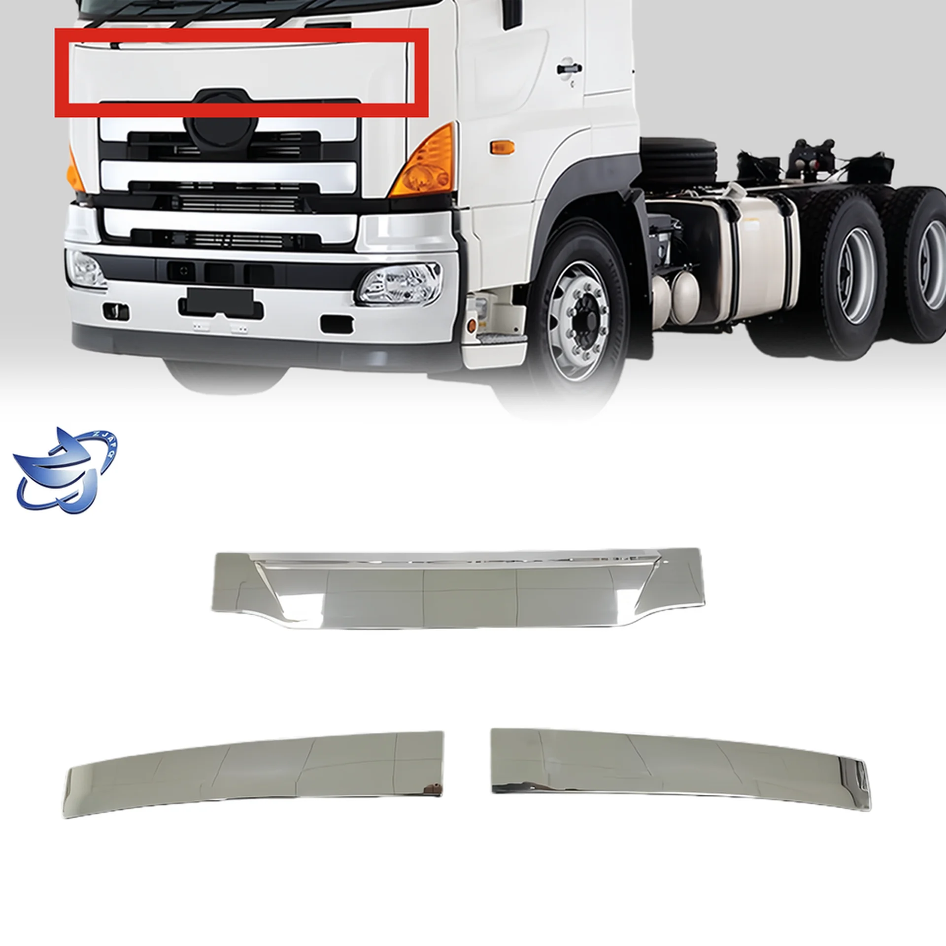 Chrome Plastic Front Panel / Garnish for Hino Mega 700