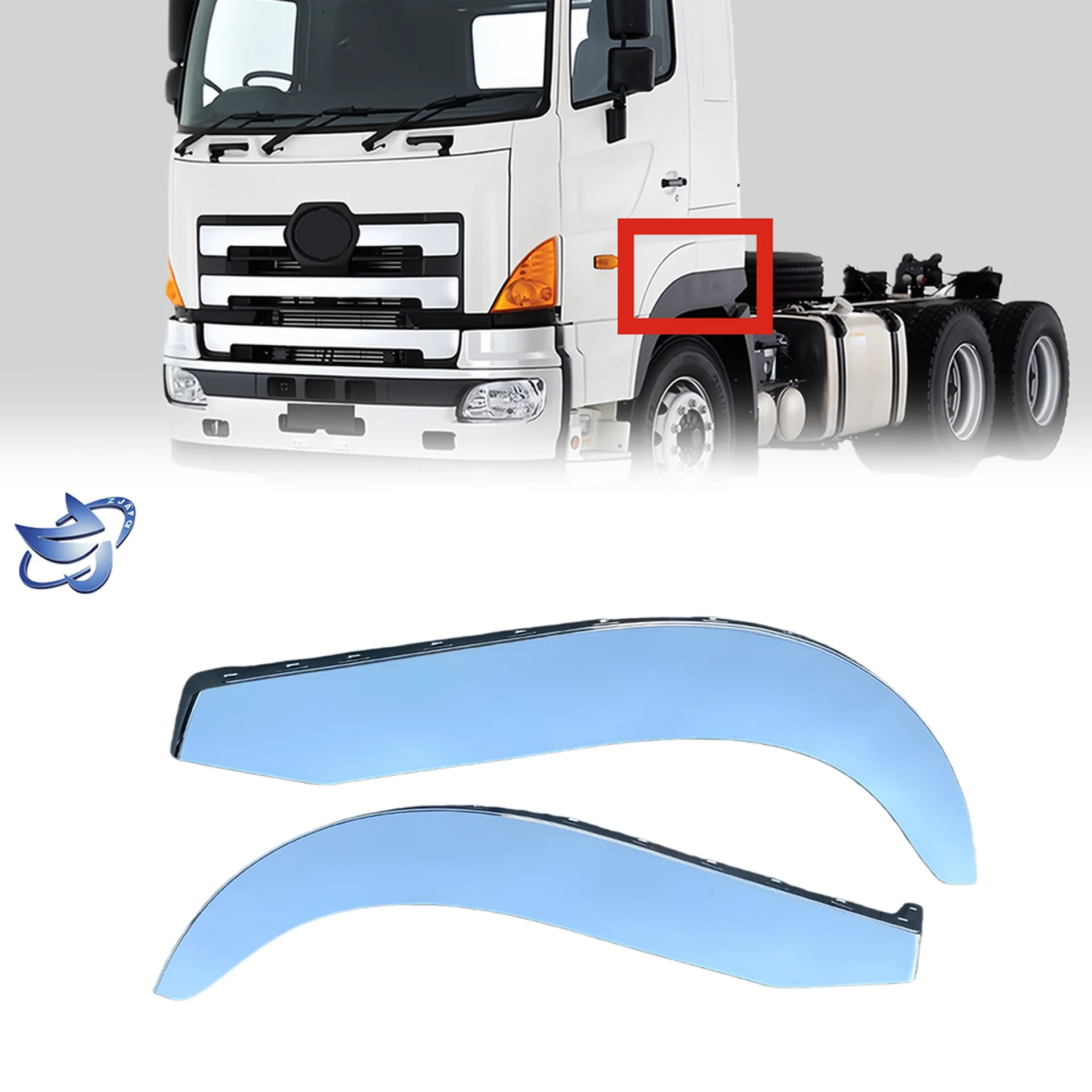 117*54CM Chrome / Black Plastic Fender / Mud Flap for Hino Mega 700