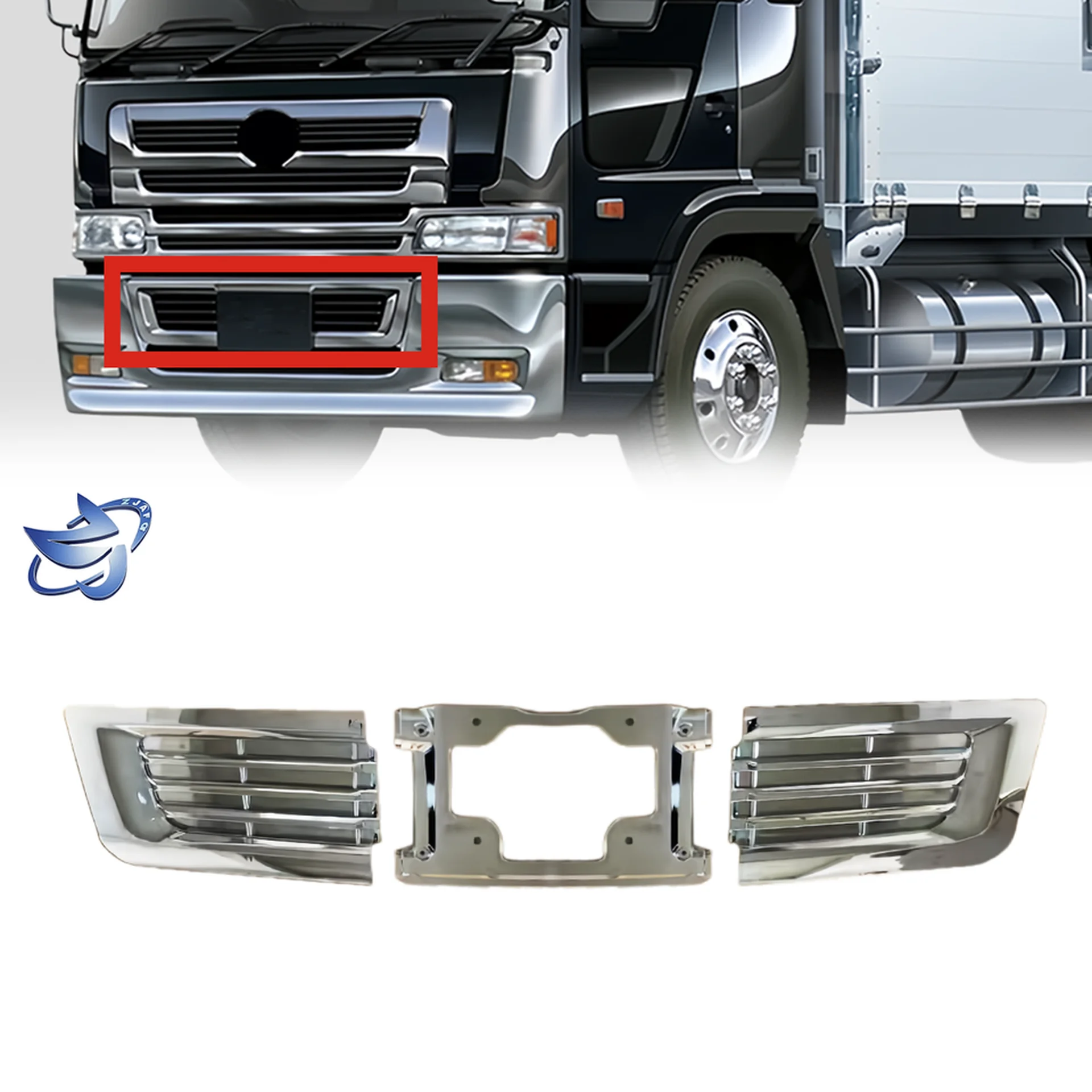 Chrome / Black Plastic Bumper for Hino Profia