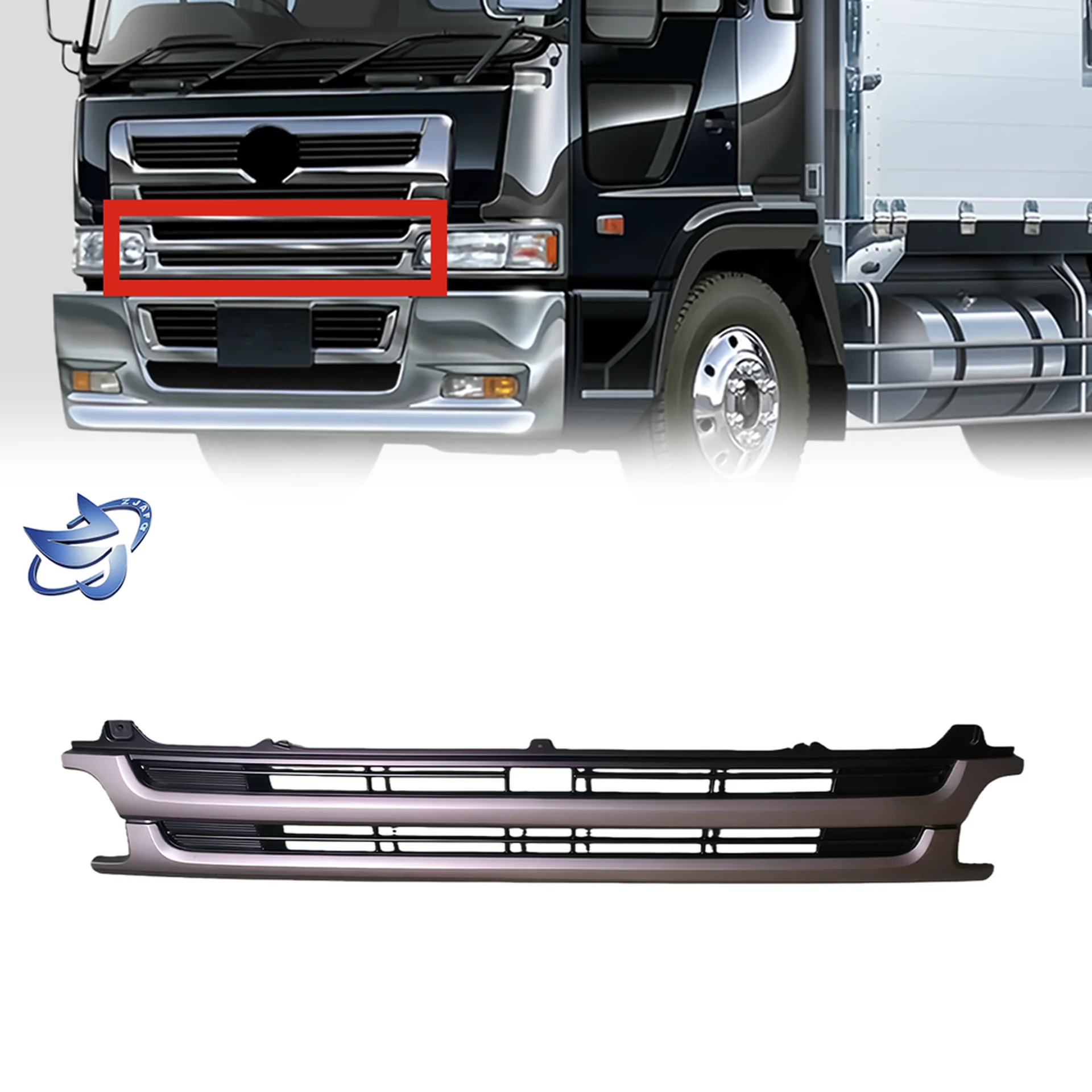 142.5CM Chrome / Black Plastic Grille for Hino Profia