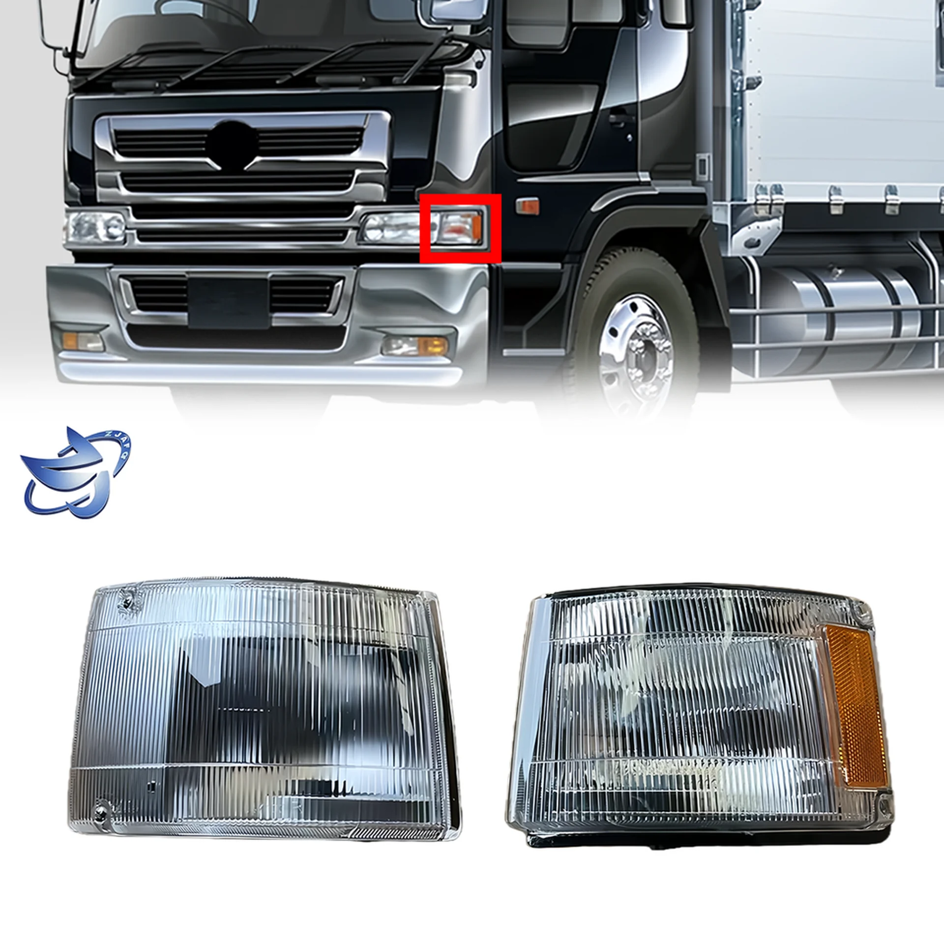 White Plastic Corner Lamp for Hino Profia