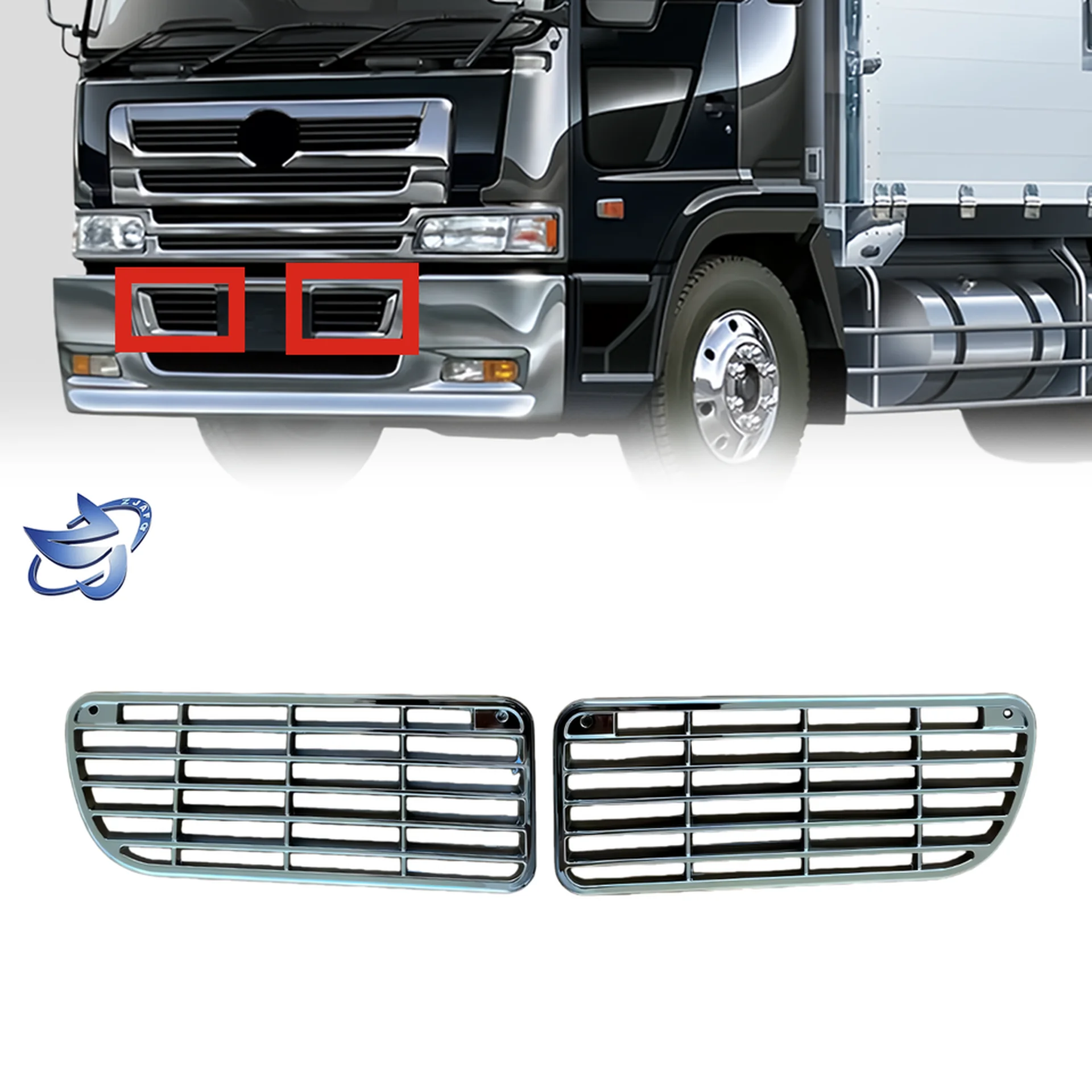 31.5*12CM Chrome / Black Plastic Bumper for Hino Profia