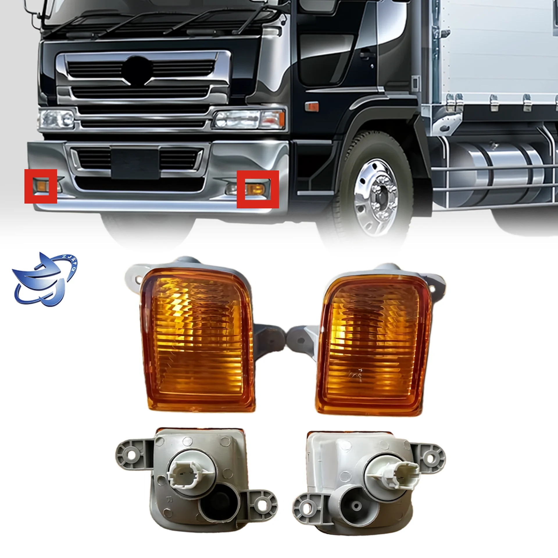 13*7.5CM White / Yellow Plastic Fog Lamp for Hino Profia