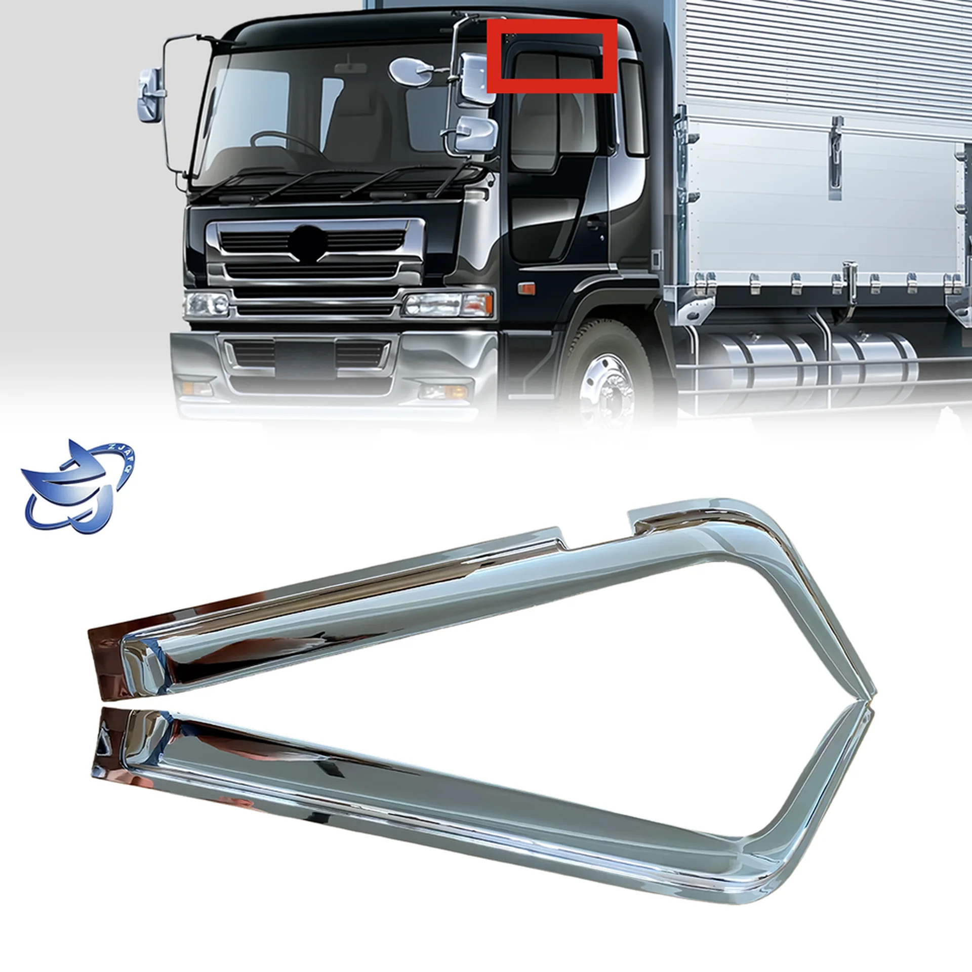 96CM Chrome / Black Plastic Rain Shield / Visor for Hino Profia