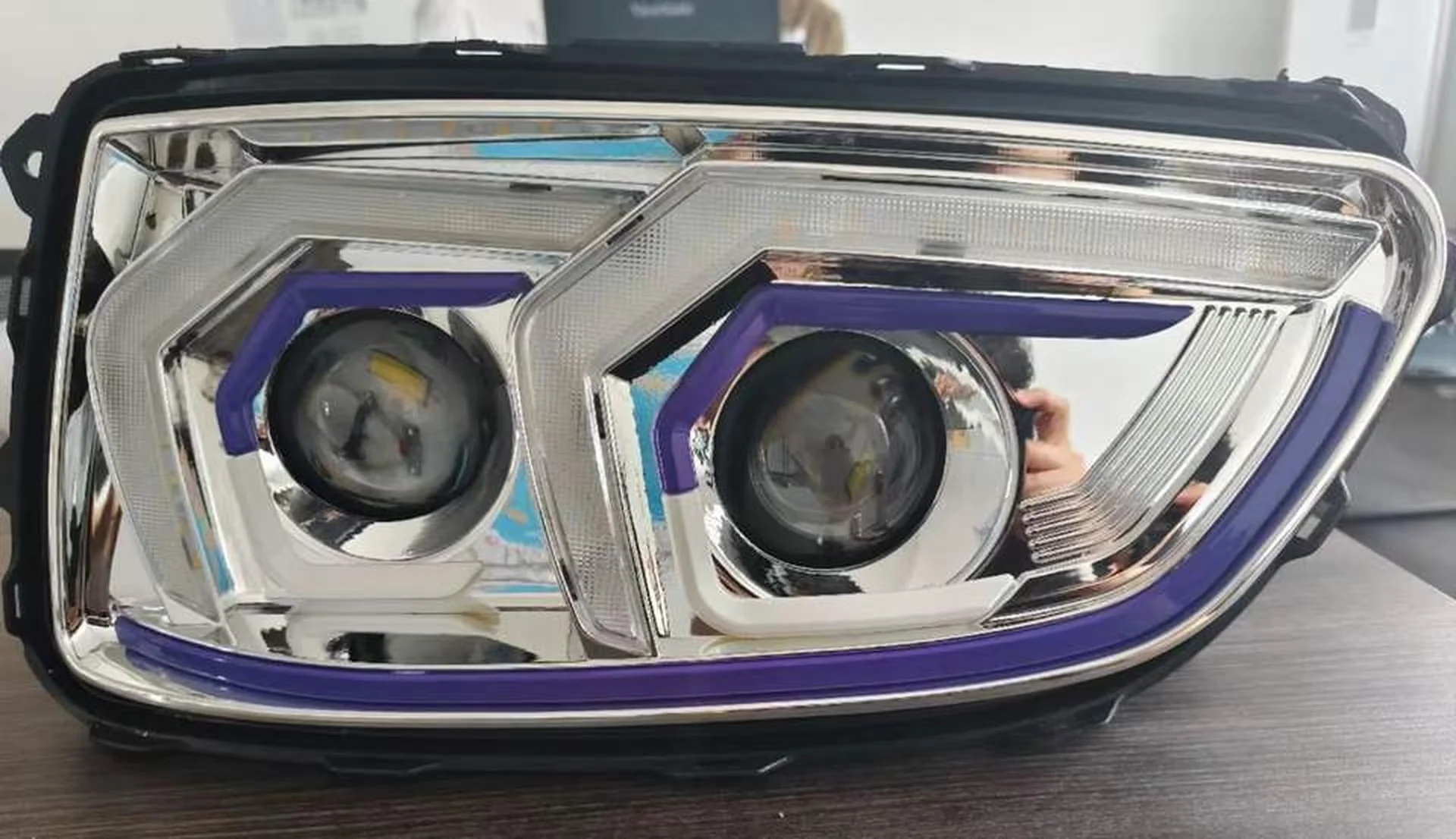 12V24V Black / Blue ABS Plastic Head Lamp for Hino Mega 500