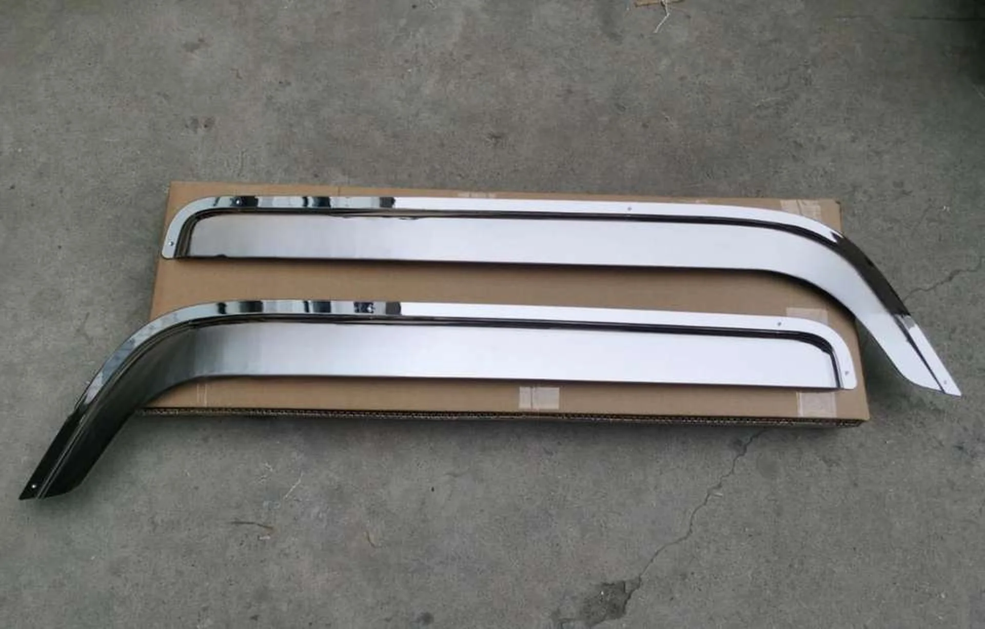 Chrome / Black Plastic Rain Shield / Visor for Mitsubishi Canter 2007