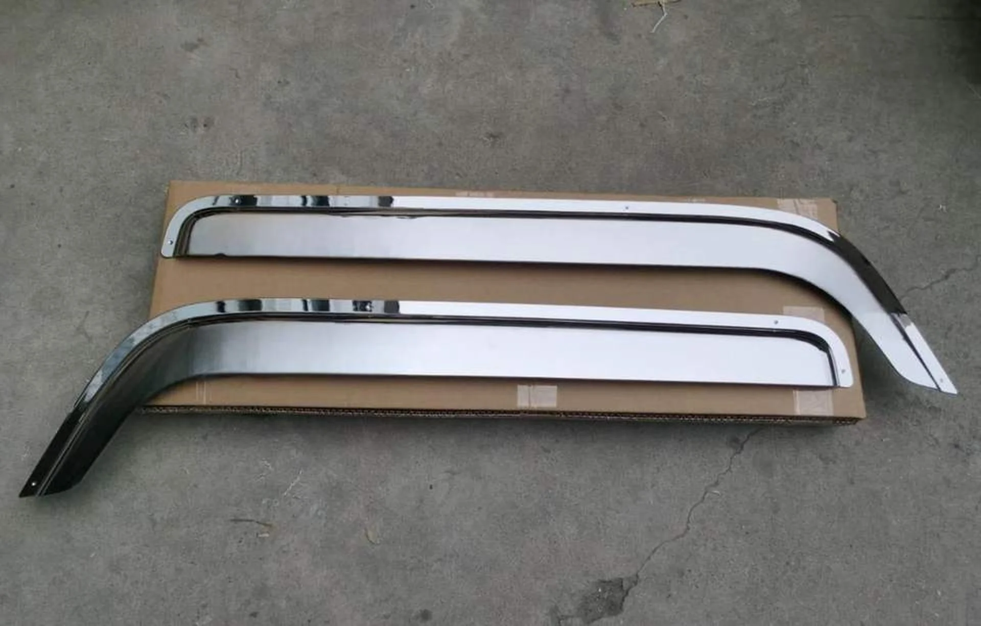 Chrome / Black Plastic Rain Shield / Visor for Mitsubishi Canter 2007