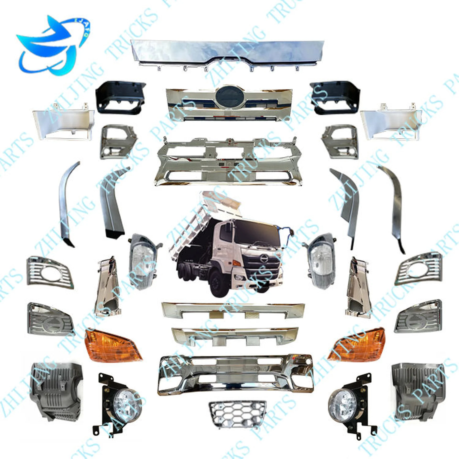 180CM Chrome / White Plastic Front Panel / Garnish for Hino Victor