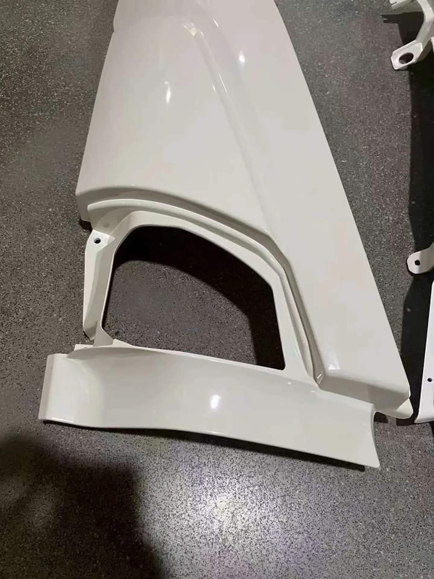 Chrome / White Plastic Corner Panel for Hino Victor