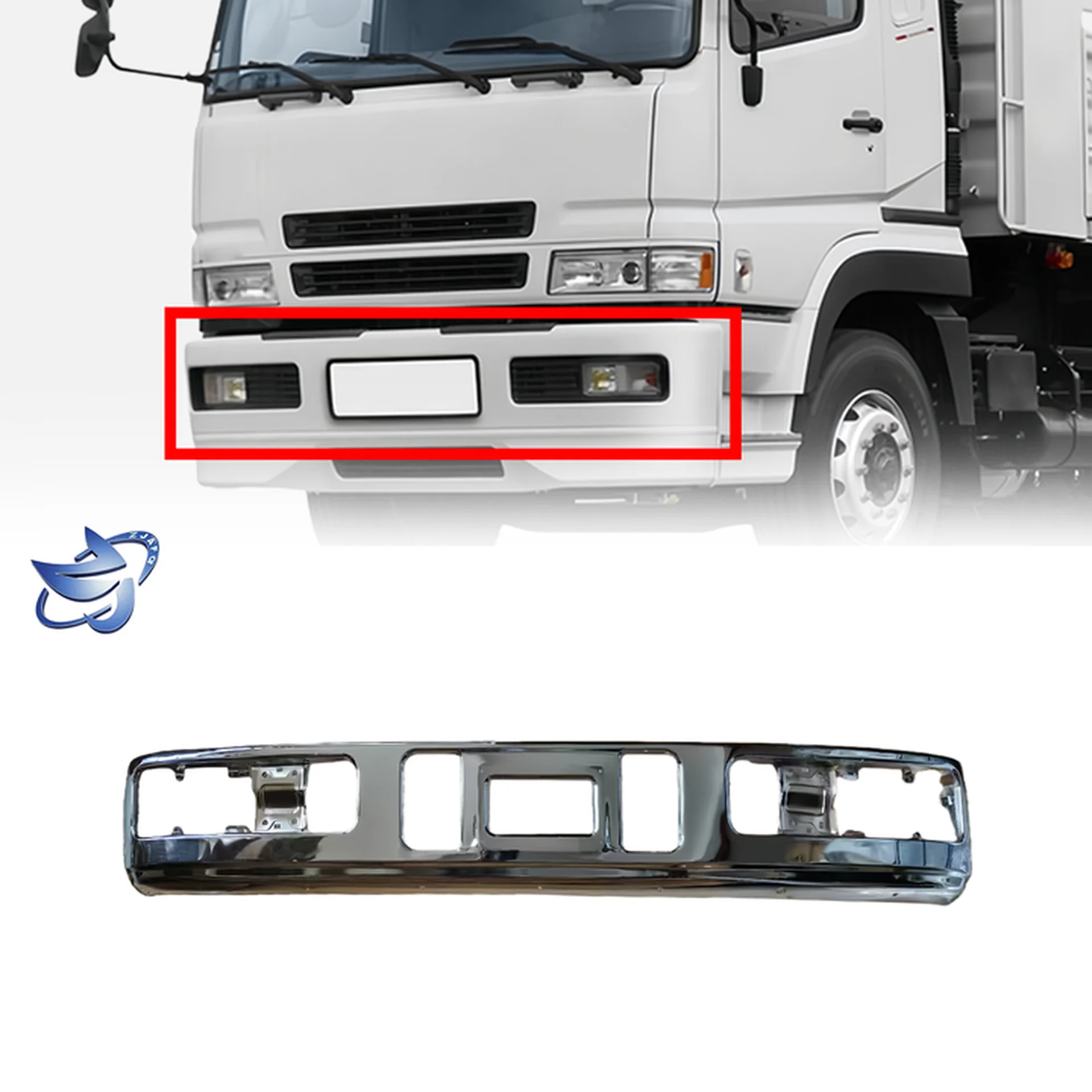 240CM Chrome / White Metal Bumper for Mitsubishi Fuso F380