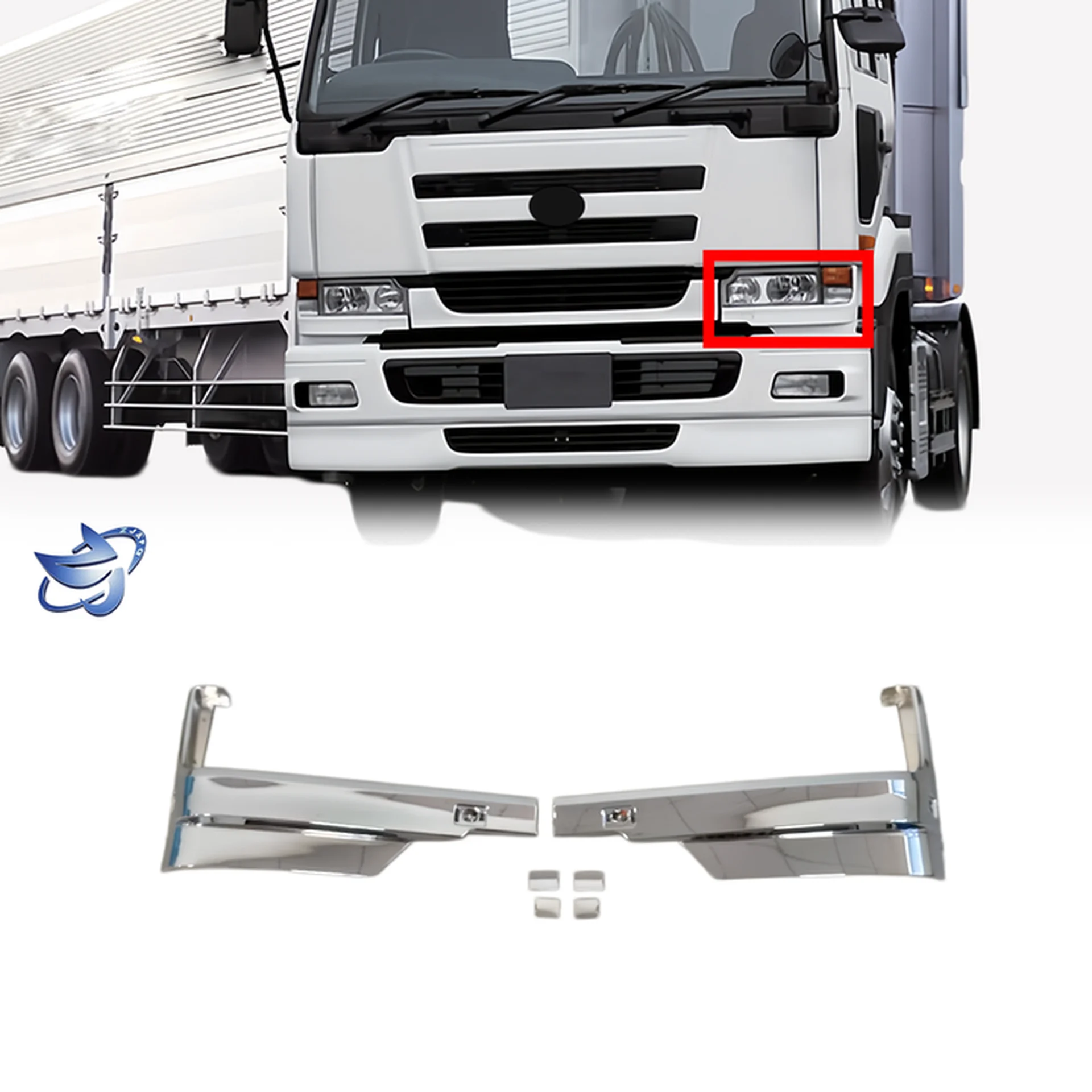 30*58.5CM Chrome Plastic Head Lamp for Nissan UD Generic