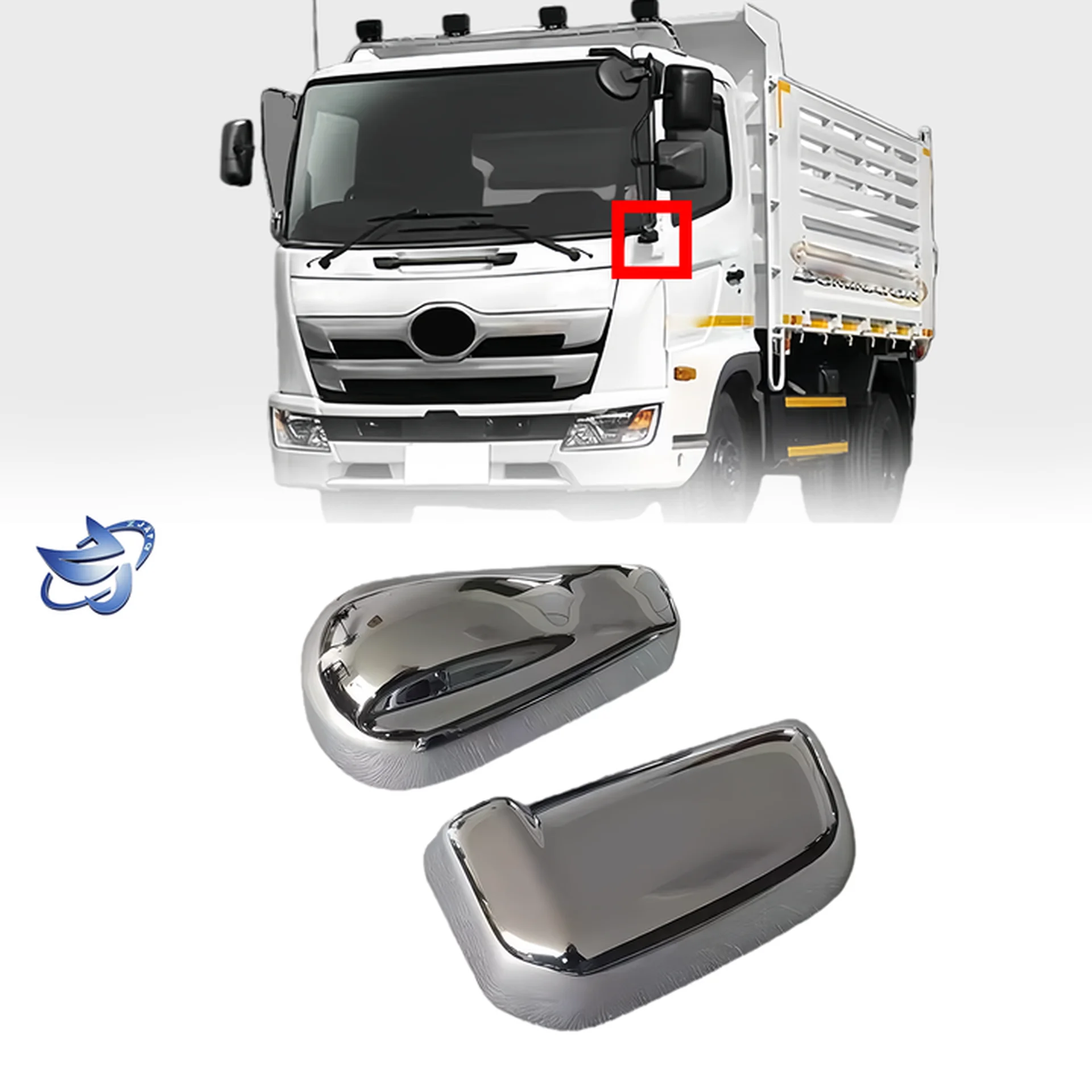 Chrome Plastic Mirror / Mirror Cover for Hino Dominator 500 / New 500